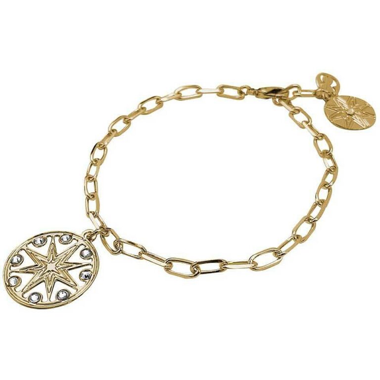 Ciondolo rosa dei venti piccola in oro giallo con collana - 13 mm