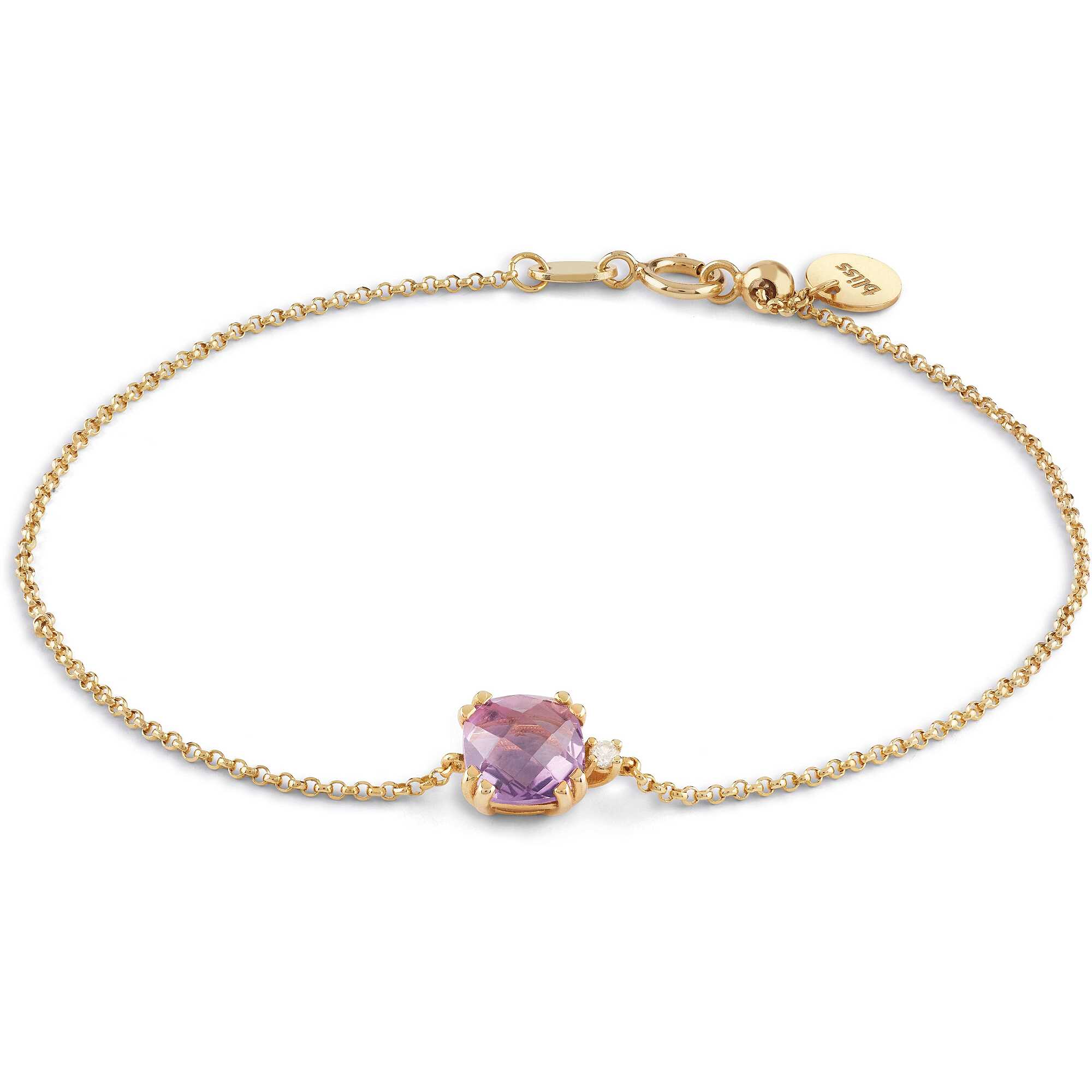 Bracciale Regalo Per Donna In Pietre Naturali - Ametista E Quarzo Rosa Con Biglietto D'Auguri